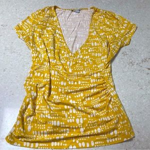 Boden faux-wrap top, yellow, size 10